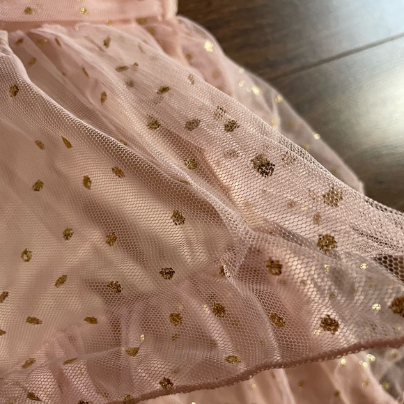 BNWT Mesh pink ruffle with dot of golden drss - Picture 10 of 10